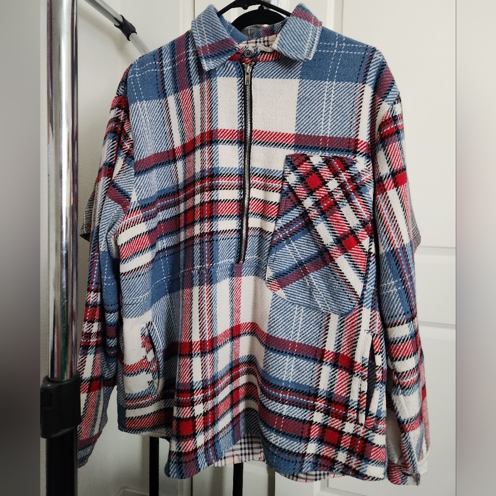 Unbranded Plaid M Oversized QuarterZip